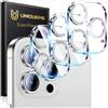 UniqueMe per iPhone 16 Pro/iPhone 16 Pro Max Pellicola Fotocamera - HD Schermo, la Fotografia con Flash non è Influenzata, Anti-graffio, Durezza 9H, 3 Pezzi-Argento Glitterato