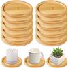 GOEDCH Piatti per Candela: 12 Pezzi Rotondi Piattini Decorativi in Bambù, Sottobicchieri in Legno per Battesimi, Vassoio Decorativo per Candele per Decorare o Come Articolo da Regalo (Diametro 9cm)