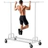 HOKEEPER Appendiabiti da Terra Resistente 238kg, Barra Estensibile con Ruote Bloccabili e Ripiano, Salvaspazio per Camera da Letto, Appartamento, Lavanderia, Bianco