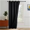 Deconovo Tende per Interni con Anelli, Oscuranti 100% con Retro Nero, Tende Termiche Isolanti Moderne per Camera da Letto e Soggiorno, 1 Pannelli, 200x260 cm, Nero