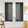 MIULEE Tende Trasparente Tenda per Interni Voile Trasparenti Camera da Letto Adatte Con Anelli Soggiorno Moderne Eleganti 2 Pezzi Nero 140 x 175 CM