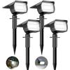 btfarm 4 Pezzi 72LED Faretti Solari a LED da Esterno, IP65 Impermeabile Lampade Luci Solari da Giardino Potenti, 3 Livelli di Luminosità Lampada Lampioni Solare per Cortile, Alberi, Bianco Freddo