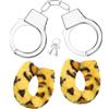 SATINIOR Manette in Metallo con 2 Chiavi Giocattolo di Manette con Peluche e Chiavi Morbide Manette per Cosplay di Polizia per Feste in Costume Accessori per Props Foto (Leopardato, Stile Peluche)