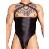 AIEOE Body da uomo con bretelle in rete trasparente, Collo con supporto bianco, Taglia unica