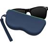 kwmobile Custodia per Occhiali da Sole da Appendere - Morbida Pochette da agganciare alla Borsa - Astuccio con Cerniera per Occhiali - Blu Scuro/Verde