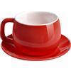 ionEgg Tazza da caffè in porcellana con piattino, 270 ml, design minimalista, perfetta per latte, cappuccino e tè, rosso