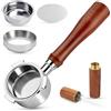 PLCatis Portafiltro Senza Fondo 51mm 3 Orecchie Caffè | Set Completo con Cestello Filtro Acciaio Inox WDT e Anello Magnetico per DeLonghi Dedica EC680 EC685 EC885