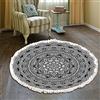 Duories Tappeto rotondo in cotone bohémien, lavabile, tessuto a mano, con nappe, per camera da letto, corridoio, soggiorno, tavolino da caffè, lavabile in lavatrice, 60 cm, fiori 28