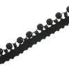 PATIKIL Nastro Pizzo Perline Finte 5 Iarde, 5Pz 4 mmDiametro e 0,35, Perline Applicate a Frange Perline Decorazioni Matrimonio, Feste, Casa, Cucito, Artigianato Natalizio, Colore Nero