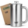 Campo Libre.® GIORGIO - French Press in Acciaio Inossidabile, Doppia Parete Isolata - Caffettiera Francese con Filtro di Ricambio - Lavabile in Lavastoviglie - Inox, 1000ml, 1l
