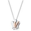 VLNET ® | Collana in Argento 925 con Angelo Custode + lettera in Argento Rosato e Zirconi Bianchi | Collezione Angeli Roberto Giannotti | Fatto a Mano in Italia (Lettera V)