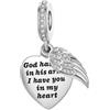 FGT Charm a forma di cuore con ali d'angelo, compatibile con braccialetti Pandora, per Natale, compleanno, citazioni commemorative, regalo per donne, figlia, sorella, nipote, nipote, Misura unica