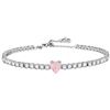 AM RINO MILANO Bracciale tennis donna con cuore colorato in zirconi, elegante gioiello brillante, disponibile in più colori, idea regalo romantica per fidanzata (rosa)