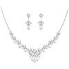 ONDEGO® Parure di gioielli in argento con perle di strass - Collana e orecchini a forma di foglie, elegante gioiello da sposa per matrimonio, feste e occasioni festive