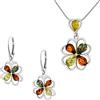 AMBEDORA Set da donna Juliette in argento 925, ambra baltica colorata, ciondolo e orecchini con catena a serpente, set regalo