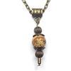 Handmade Collana bohémien da donna color bronzo antico con pendente in pietra naturale e catena vintage