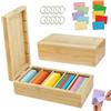 CAAGGMM Cartoncini A8 in legno con coperchio, 22,4 x 10 x 7,5 cm Porta Carte Organizer in legno per Indice, Regolabili Scatola per Schede con 500 Post it, per Organizzare i Biglietti da Visita