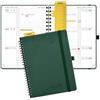 POPRUN Agenda Pianificatore Settimanale 2026 2027 Spirale 16,4 x 21,8 cm | Ago.2026 a Dic.2027, Righello in Plastica, Angoli a Strappo, Carta Spessa da 80 GSM(Verde della foresta)