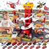 BuzzoXerex 5 Piani Garage Mmacchine per Bambini, Parcheggio Macchinine con 14 Autos e 2 Elicottero, Giocattolo Auto Garage con Ascensore e Rampe, Idea Regalo per Bambini 5 6 7 8 9 Anni (Rosso)