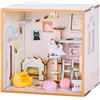 I-TOTAL ® - Mini House DIY Kit di Montaggio 3D, Casa in Miniatura da Costruire, Nook Book Creativo, Dream Rooms, Decorazione per Scrivania e Libreria, Idea Regalo (MINI WORLD) (HAPPY PET TIME)