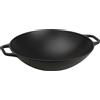 Victoria 30926 Wok a induzione in ghisa smaltata 35,5 cm, padella in ghisa senza PTFE nero