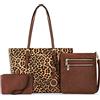Montana West Set di 3 borse e portafogli con stampa leopardata per donne borse a tracolla, 055 Leopardo, Medium