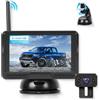 VECHTEL Telecamera Posteriore senza Fili con Schermo HD IPS da 5 Pollici, Segnale Wireless Stabile, Facile da Installare, Impermeabile IP69, Visione NotturnaLinee, Guida DIY, Staffa Rimovibile