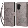 KENHONER Custodia per Samsung Galaxy A18/A17/A26 5G Cover, Grigio Farfalla | Portafoglio in Pelle PU Retro, Antiurto Flip, Slot per Schede, Funzione Stand, Chiusura Magnetica