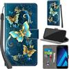 PHINIENLAND Cover per Samsung Galaxy A5 2017 Case PU Pelle Custodia [Kickstand] [Chiusura magnetica] [Slot per Schede], Portafoglio Flip Custodia per Samsung A5 2017,Farfalla verde