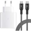 KAIMENGLONG Caricatore Rapido USB C da 45 W Super Fast Alimentatore con (2 m, 100 W) Cavo in Nylon USB-C per Samsung Galaxy S25/S24/S23/S22/S21 Ultra/S20 FE/Z Fold 6/Note 20/Note 10+/A55/Tab S10 S9 S8 S7 Ultra