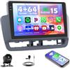 Hikity 4+64G Autoradio per Seat Ibiza 2012-2015 con Wireless CarPlay Android Auto | 9 Incell Android 15 Radio con FM RDS EQ Bluetooth Navi GPS Uscita Video Split-Screen SWC USB WIFI Telecamera Microfono