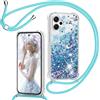 TUUTPU Cover per Xiaomi Redmi Note 13 Pro Plus/13 Pro+ 5G con Cordino, Custodia Brillantini con Collana Trasparente Ultra Sottile Silicone Antiurto Protettivo Sabbie Mobili Case per Cellulare Cordoncino, Blu