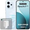 OPPO Reno14 F 5G Smartphone, 8+256 GB, batteria da 6000 mAh, ricarica rapida SUPERVOOC da 45 W, AI Flash Livephoto, Opal blue(caricabatterie incluso)