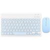 Bewinner Tastiera e Mouse fili, Set Tastiera Bluetooth da 10 Pollici Ricarica USB Tastiera Ultra Sottile e Silenziosa con Mouse 1600 DPI per PC, Laptop(Cielo blu)