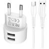 joonnair Mini Caricatore da Muro Piatto 2 Porte, Alimentatore di rete USB 5V 2,1A, Spina USB, Alimentatore usb per dispositivi con porta Type-C, Cellulare, Orologio Smartphone