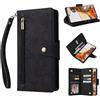 Jeelar ESONG Cover per Google Pixel 10 Pro XL/9 Pro XL,Custodia Portafoglio a Libro in Pelle PU,Antiurto Protezione Flip Wallet Case con Staffa,Slot per Schede,Magneticachiusa,Cerniera,Cordino-Nero