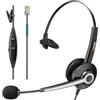 Wantek Cuffie Telefono Fisso RJ9 con Microfono a Cancellazione del Rumore, Auricolare Mono per Fanvil X1 X7C Gigaset DA710 Polycom VVX411 VVX500 Unify Siemens Openstage 15 Alcatel-Lucent Telefoni