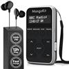 MangoKit MP1 Mini radio portatile DAB/DAB+/FM,con batteria ricaricabile, auricolari,pulsanti bloccabili,display OLED,20 preset di stazione,per camminata/corsaecc (argento nero)