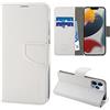 N NEWTOP Cover Compatibile con Apple iPhone 13 Pro Max, HQ Lateral Custodia Libro Flip Chiusura Magnetica Portafoglio Simil Pelle Stand (Bianco)