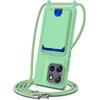 SLWYF Custodia per Motorola Edge 50 Neo/S50/ThinkPhone 25 Cover con cordino regolabile, con porta carte, Silicone Antiurto TPU Regolabile Stylish custodia a tracolla per Moto S50/Edge 50 Neo, Verde