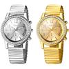 JewelryWe Orologio da Donna con Cinturino Elastico Luminoso con Zirconia Diamante Analogico al Quarzo Bracciale da Donna in Acciaio Inossidabile Cinturino Elastico Orologio Casual con Cinturino