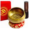 TARORO Campana Tibetana con 7 metalli, Ø12cm. Originale del Nepal. Fatta a mano. Set: cuscino di seta, battente, scatola di carta Lokta rossa. Ottimo per Meditazione, Chakra e Terapia del Suono