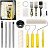 LUPATDY Set di 18 rulli colorati con asta telescopica, set di pittura professionale con asta telescopica da 1,2 m, rullo da pittura, pennello e vaschetta per pittura, rullo da pittura per soffitto