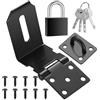 HAOCHEN Lucchetto pesante a 90 gradi, 10,2 cm, ad angolo retto, serratura per porta, in acciaio inox, per finestre, armadi, capannoni, porte, con una serratura - (nero)