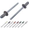 Marcopol (confezione da 1000 pezzi) rivetti ciechi verniciati 3,2 x 8 mm, testa a cupola, DIN 7337, rivetto in alluminio e mandrino in acciaio, rivetti a pressione (1000, Grigio Polvere RAL 7037)
