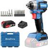 Dong Cheng Avvitatore a Impulsi Brushless a Batteria 18V, 165Nm, Avvio Dolce & Modalità Autofilettante, 3 Velocità, 2.0 Ah Batteria, Caricabatterie, Set di Bits + Dadi, per Legno, Metallo, Fai da Te
