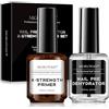 Morovan Gel Primer Unghie Semipermanente: No Burn Fast Air Dry Nail Prep Dehydrator E X-Strength Primer Unghie Superiore Naturale Applicazione In Polvere Acrilica