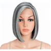 Début Parrucca frontale in pizzo per donna nera Bob parrucca per donna bianca capelli sintetici 24 cm 120 g naturale liscio pizzo svizzero fibre resistenti al calore semi-legate a mano (24 cm, PD