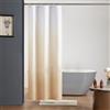 Furlinic Tenda da doccia sottile in tessuto di poliestere, resistente alla muffa, impermeabile, lavabile per doccia, piccola vasca da bagno bianca dopo il marrone crema, 90 x 180 cm, con 6 anelli per