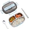 amropi Scatole Bento Lunch Box Acciaio Inossidabile Contenitori 2/3/4/5 Scomparto Dispensa con Bastoncini e Cucchiaio (Blu, 3 Scomparto)